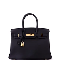 Pre-Owned Hermes Birkin 30 Handbag Black Togo with Gold Hardware