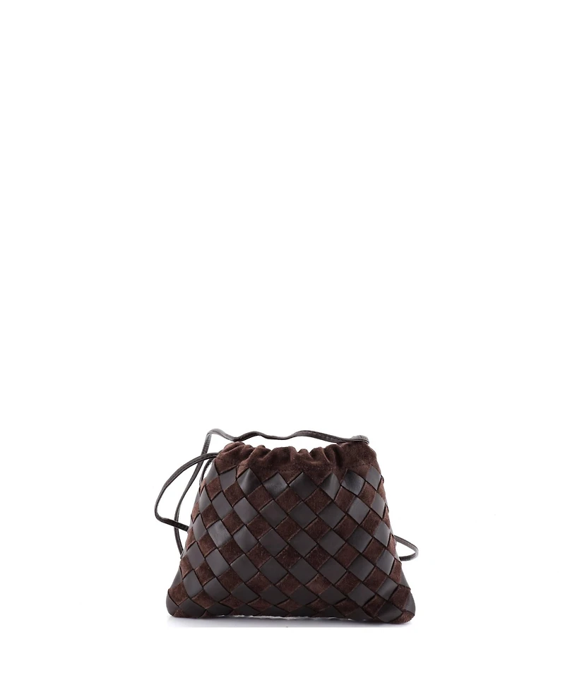Pre-Owned Bottega Veneta Small Drawstring Dustbag Crossbody Bag Intrecciato Leather and Suede