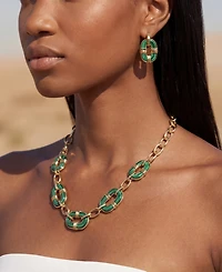 Robert Lee Morris Soho Malachite Link Reversible Bib Necklace