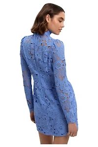 Karen Millen Women's Guipure Lace High Neck Woven Mini Dress