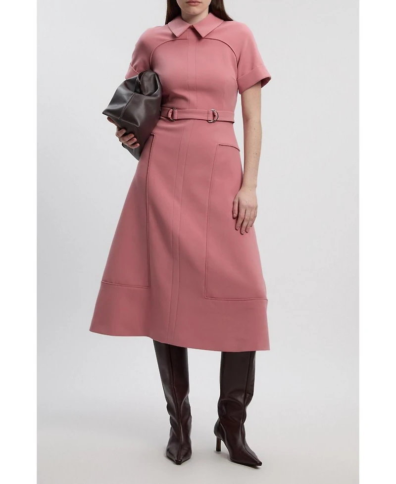 Karen Millen Women's Stretch Tab Detail Full Midi Dress