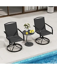 Gouun Outdoor 360 Degree Swivel Patio Chairs Set of 2 with High Back, Armrests and Breathable Seats