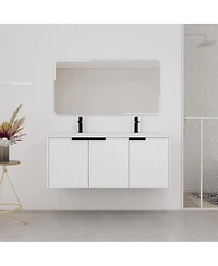 Sillysis 48 Inch Floating Bathroom Vanity with Double Resin Sink, Soft Close Doors, Large Storage Cabinet for Modern Home