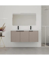 Sillysis 48 Inch Floating Bathroom Vanity with Double Resin Sink, Soft Close Doors, Large Storage Cabinet for Modern Home