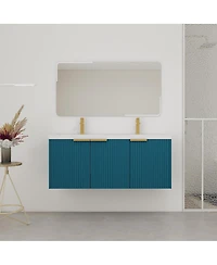 Sillysis 48 Inch Floating Bathroom Vanity with Double Resin Sink, Soft Close Doors, Large Storage Cabinet for Modern Home