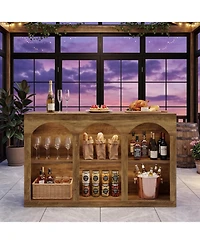 Tribesigns Kitchen Island with Storage, 55-inch Counter Height Stationary Kitchen Table with 2-Tier Shelves and Large Worktop