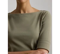 Lauren Ralph Stretch Cotton Boatneck T-Shirt