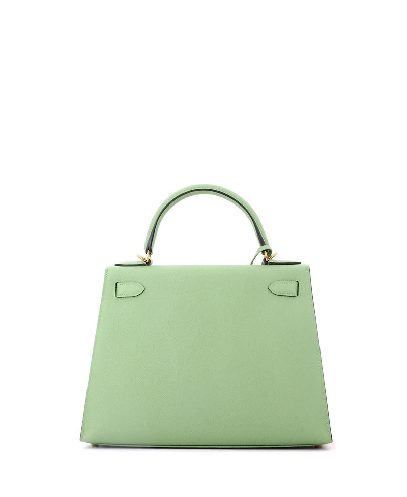 Pre-Owned HERMES Kelly 28 Handbag Green Epsom with Gold Hardware