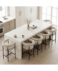 Maison Boucle 24" Counter Height Stools Set of 6 with Arms, Island Bar
