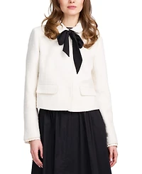 Elle Collection Women's Tweed Jacket With Bow