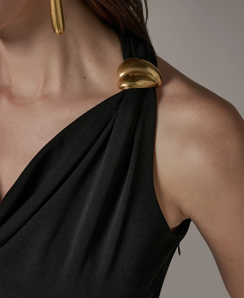 Donna Karan New York Petite Hammered Knot Hardware Midi Dress