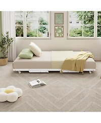 gaomon Pop-Up Metal Trundle Bed Frame - Collapsible, Lockable Casters, Steel Slat Support