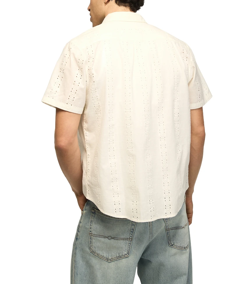 Lucky Brand Men's Novelty Eyelet San Gabriel Short-Sleeve Shirt