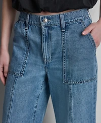 Dkny Jeans High-Rise Ankle Wide-Leg Cotton
