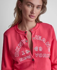 Dkny Jeans Women's Long-Sleeve Button-Front Cotton Shrunken Jacket