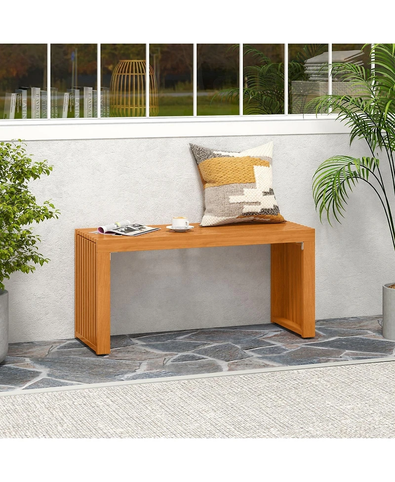 Slickblue Acacia Wood Patio Bench Loveseat All-Slat Outdoor Seating