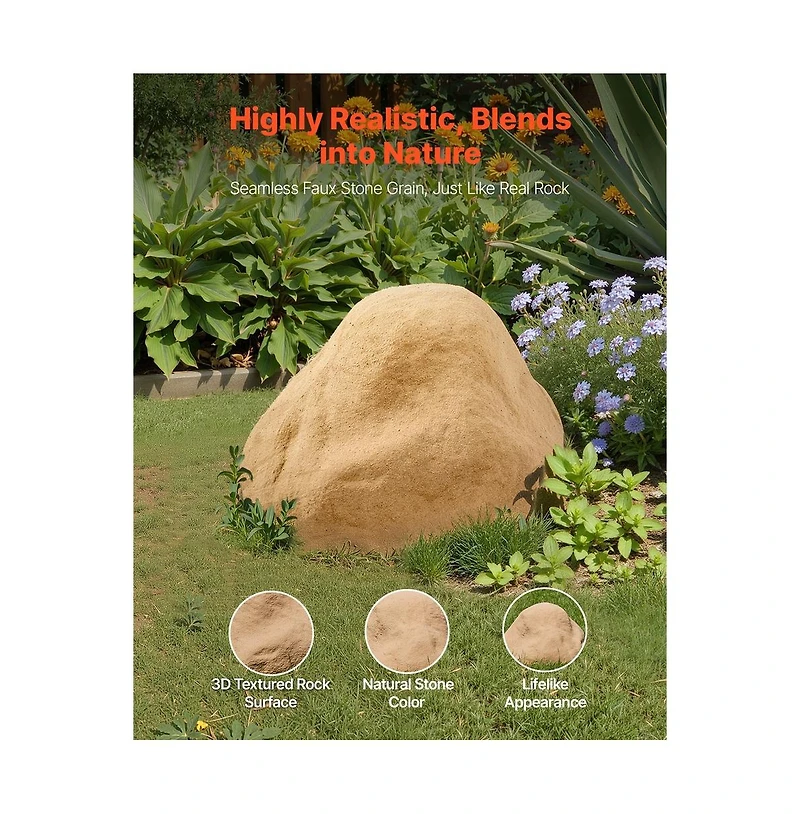 Sugift Faux Rock Cover Outdoor Fake Rock Well Pump Cover Realistic Texture Lightweight