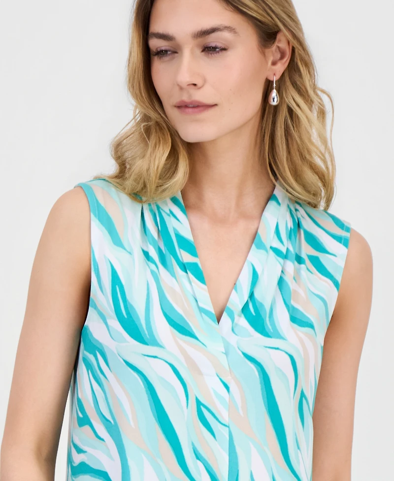 Jm Collection Women's Printed Sleeveless V-Neck Knit Top, Macy's Exclusive