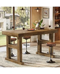 Tribesigns 63" Counter Height Bar Table, Industrial Bar Dining Table for 4-6, Kitchen Island Pub Table for Home Bar, Dining Room