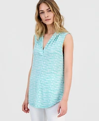Jm Collection Women's Printed Sleeveless V-Neck Knit Top