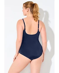 Swimsuits for All Women's Chlorine Resistant -Sarong Front One Piece Swimsuit