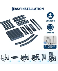 gaomon Hdpe Rocking Chair Outdoor Set of 4 with 2 Side Table - All Weather Resistant Poly High Back Porch Rocker Chairs