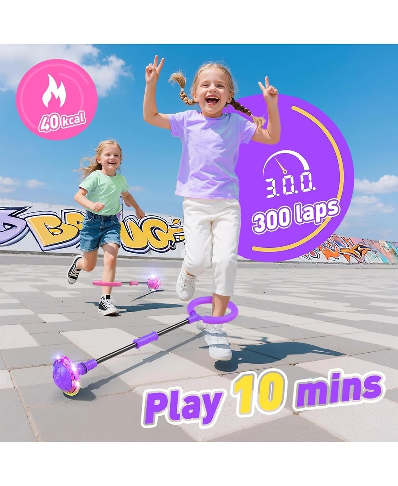 HopeRock Skip Ball Toy for Girls Ages 6-10,Girl Birthday Gifts,3 Fun Modes,Flashing Light-Up Wheel,Led Digital Counter Girl Birthday Gifts