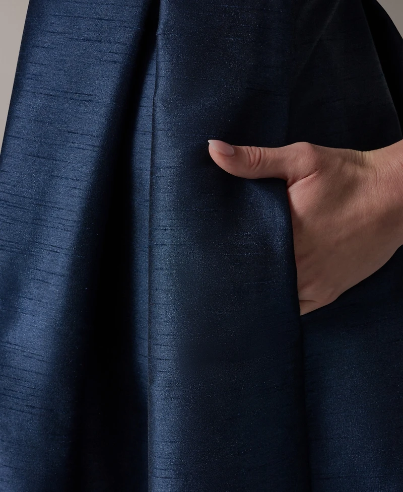 Donna Karan New York Women's Off-Shoulder Scoop Neck Jacquard Fit & Flare Midi Dress