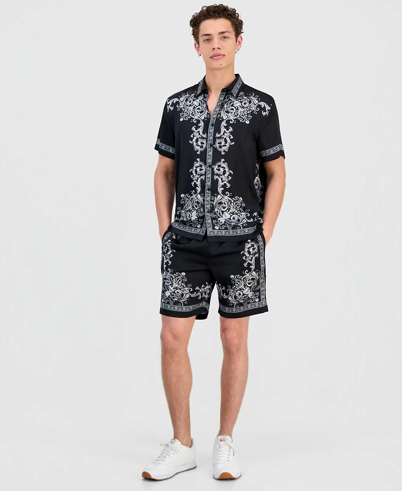 Guess Men's Charm Regal Medallion Short-Sleeve Shirt