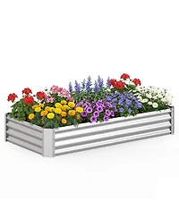Gymax Galvanized Raised Garden Bed Rectangular Galvanized Metal Planter Box