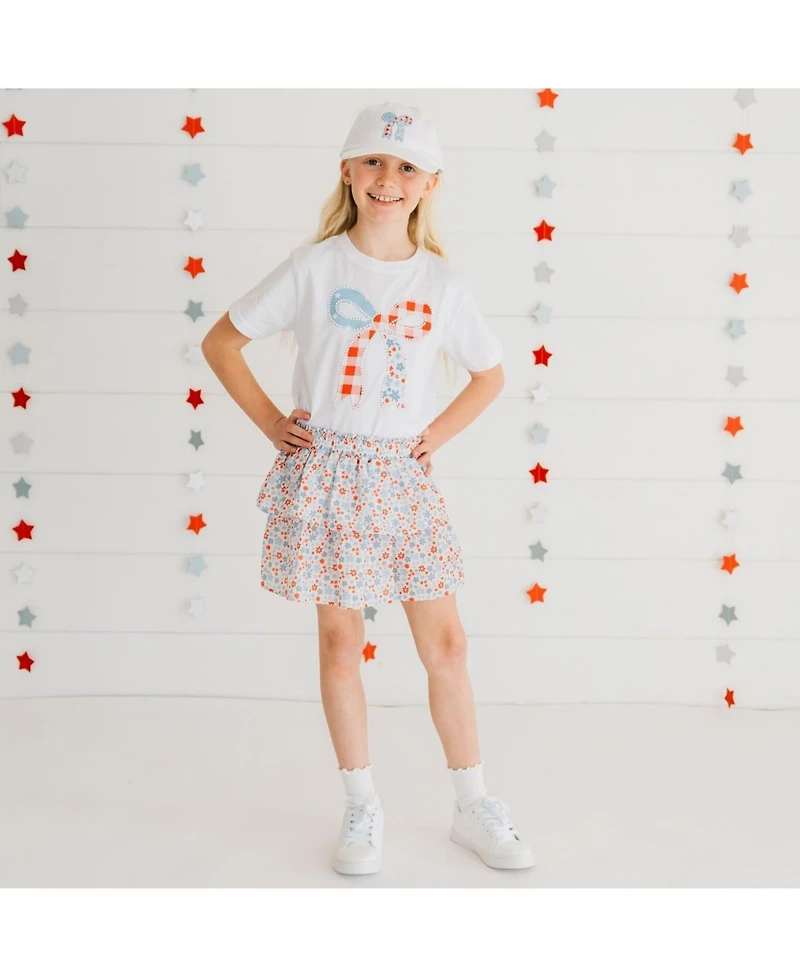Sweet Wink Big Girls Patriotic Floral Skort
