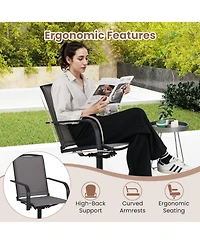 Sugift Set of 2 Outdoor Swivel Patio Chairs with High Back and Breathable Seat