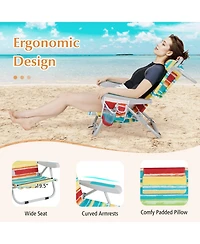 Sugift Foldable Backpack Beach Chair Set of 2 with Cup Holder and Storage Pockets