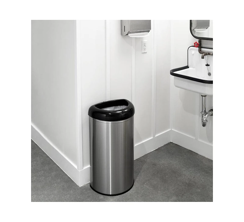 Ninestars Open Top Commercial Trash Can, 13 Gal 50L, Stainless Steel