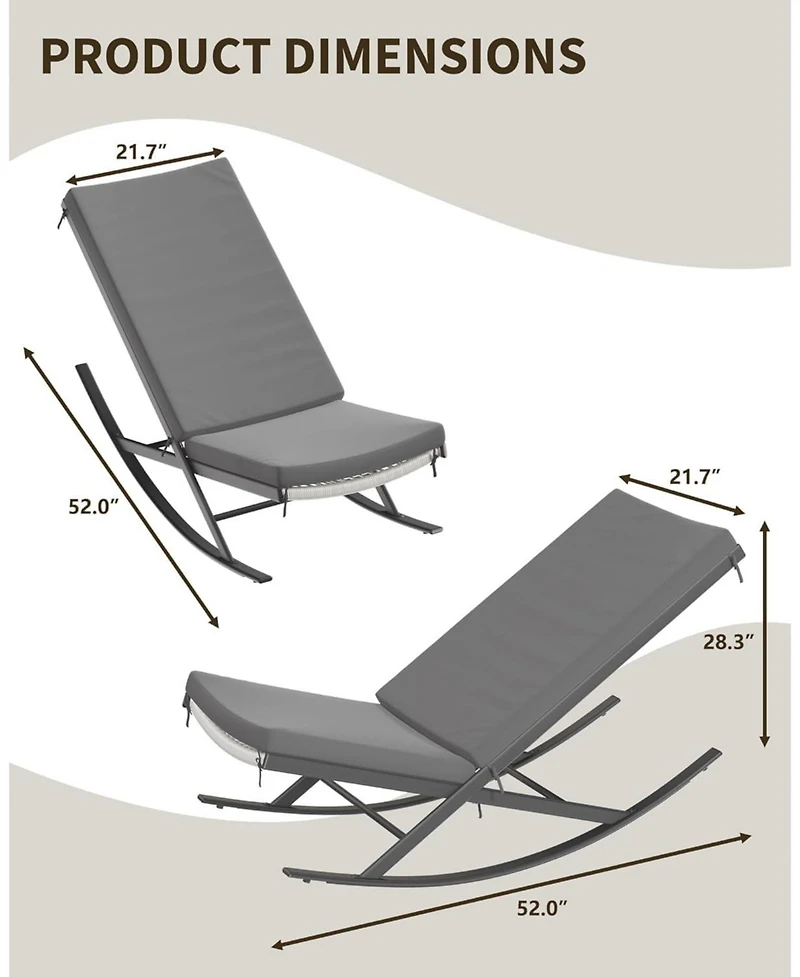 gaomon 2-Piece Outdoor Rocking Lounge Chair