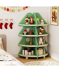 Slickblue Kids Corner Bookshelf 4 Tier Storage Display Rack for Nursery and Kids Room