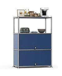3 Tier Modular Metal Sideboard Storage Cabinet, Modern Grid-Style, for Dining Room, Living Room or Office