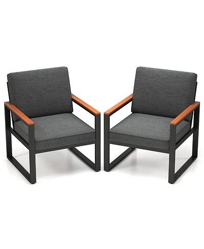 Sugift Patio Aluminum Modern Armchairs Set of 2 for Balcony