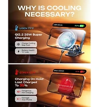 Lisen MagSafe Car Mount Charger with Cooling, 15W Fast Magnetic Wireless Phone Holder, Air Vent and Dashboard Mount for iPhone