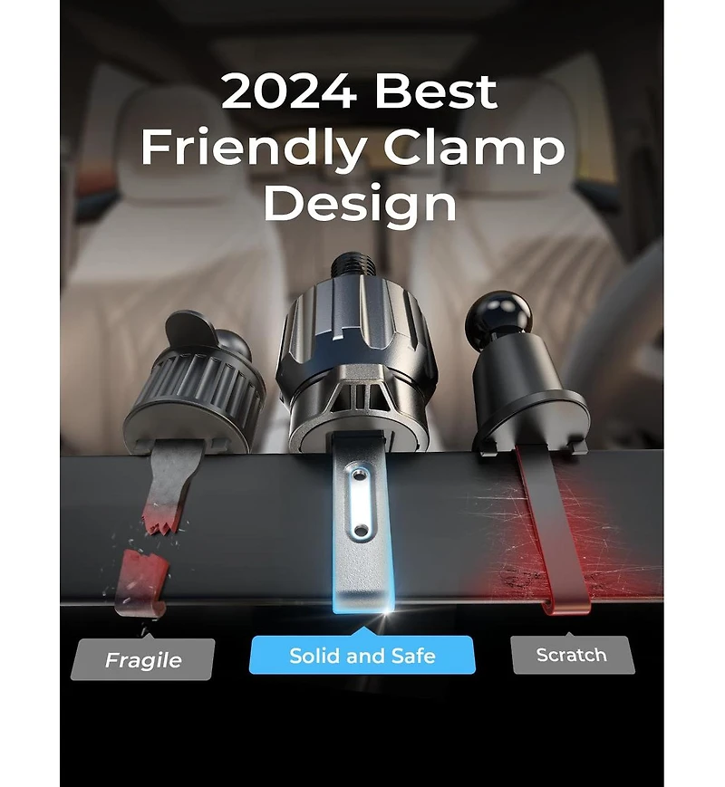 Lisen 3-in-1 Car Phone Mount, Dashboard Windshield Air Vent Holder with Adjustable Arm, Stable Universal Phone Holder for iPhone and Android