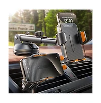 Lisen 3-in-1 Car Phone Mount, Dashboard Windshield Air Vent Holder with Adjustable Arm, 360degree(s) Rotation, Universal Fit for iPhone and Android
