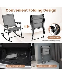 Gouun Folding Outdoor Rocking Chair Set of 2 with Breathable Fabric