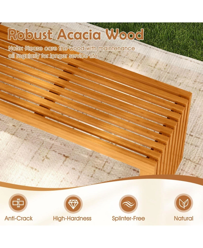 Gouun 36 in Acacia Wood Backless Bench for Patio and Garden 800 lbs Capacity