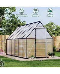 gaomon 6'X11' Aluminum-Framed Polycarbonate Greenhouse, Heavy Duty Greenhouse with Quick Setup Structure and Roof Vent