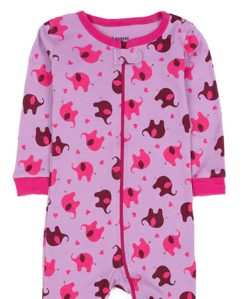 Leveret Toddler Girls Matching Family One-Piece Cotton Sleep 'n Play Footed Pajamas