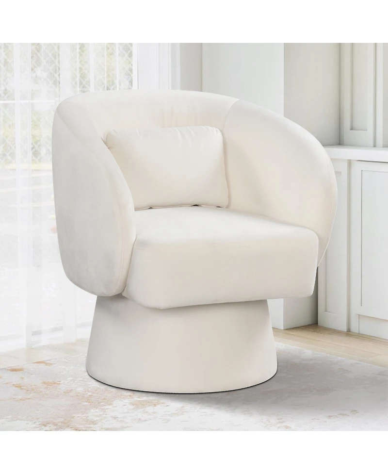 Slickblue Modern Swivel Accent Chair Barrel Design with Curved Back and Lumbar Pillow Support
