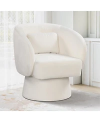 Slickblue Modern Swivel Accent Chair Barrel Design with Curved Back and Lumbar Pillow Support
