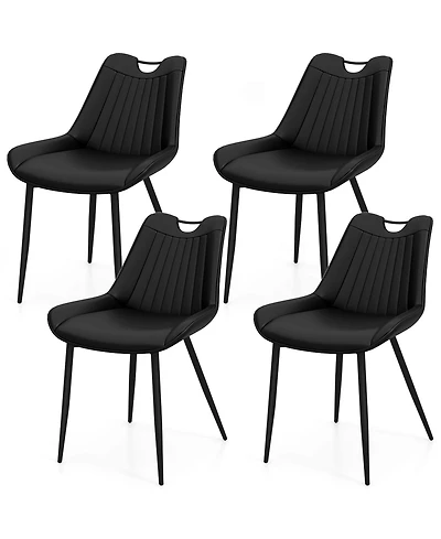 Slickblue Set of 4 Upholstered Kitchen Chairs with Metal Legs
