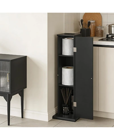 Clihome Rustic Organizer Narrow Corner Cabinet - 3-Tier Small Toilet Paper Storage Cabinet