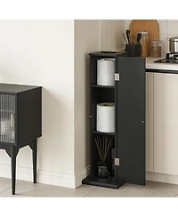 Clihome Rustic Organizer Narrow Corner Cabinet - 3-Tier Small Toilet Paper Storage Cabinet